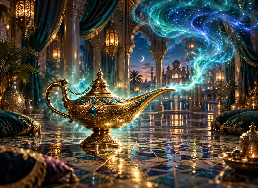 Magic Lamp အတွက် theme concept illustration