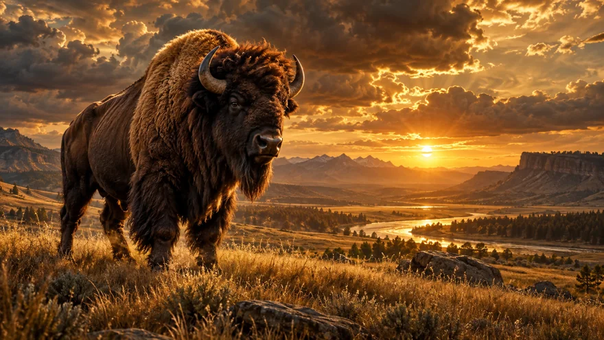 Buffalo King Megaways အတွက် theme concept illustration